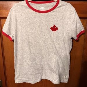 Roots Canadian maple leaf red ringer tshirt